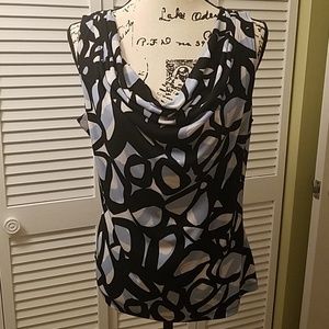 Calvin Klein drape neck tank L blue black white